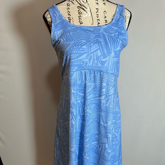 Columbia Blue Patterned Midi Dress - Picture 1 of 10